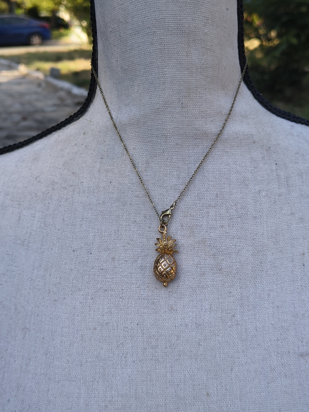 Gold Pineapple Pendant Necklace - Women's Jewelry